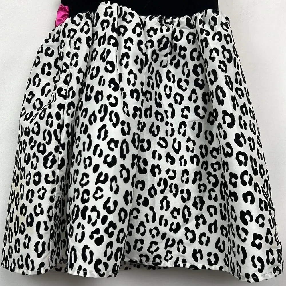 Holiday Editions Black white Animal Print dress velvet top EUC size 24 months